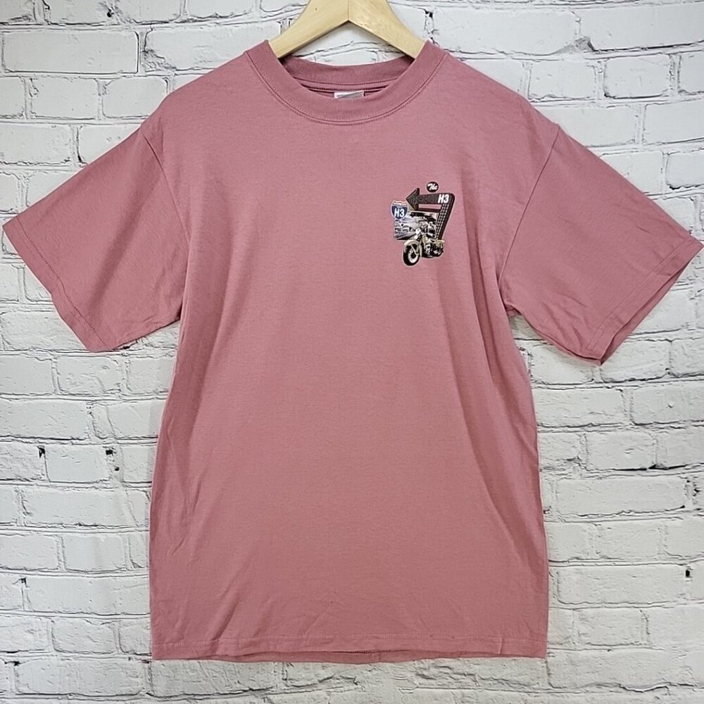 Interstate H3‎ Hawaii Highway T-Shirt Mens M Pink Cotton Road-trip Anvil NOS NWT